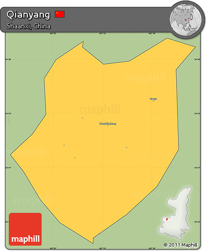 Savanna Style Simple Map of Qianyang, cropped outside