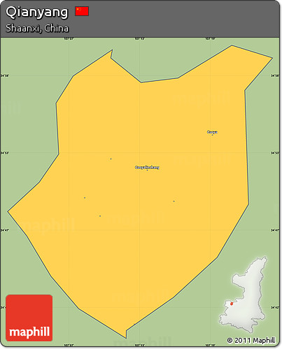 Savanna Style Simple Map of Qianyang, cropped outside