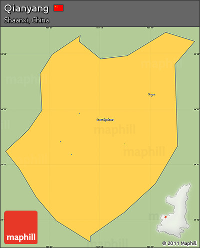 Savanna Style Simple Map of Qianyang, cropped outside
