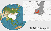 Satellite Location Map of Taibai, highlighted country, highlighted parent region