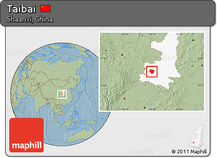 Savanna Style Location Map of Taibai, highlighted parent region, hill shading