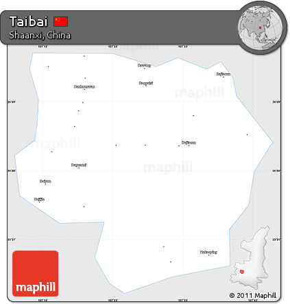 Silver Style Simple Map of Taibai, single color outside