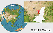 Satellite Location Map of Wuqi, highlighted parent region