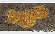 Physical Panoramic Map of Wuqi, darken, semi-desaturated