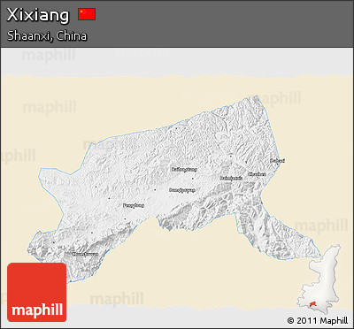 Classic Style 3D Map of Xixiang, single color outside