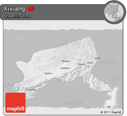 Gray 3D Map of Xixiang, single color outside