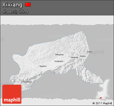 Gray 3D Map of Xixiang, single color outside