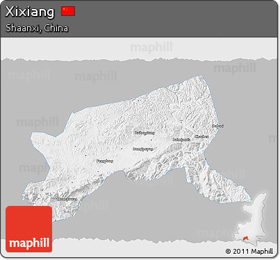 Gray 3D Map of Xixiang, single color outside
