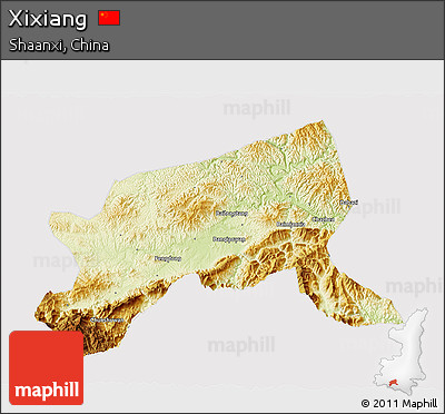 Physical 3D Map of Xixiang, cropped outside