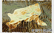 Physical 3D Map of Xixiang, darken