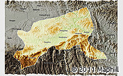 Physical 3D Map of Xixiang, darken, semi-desaturated