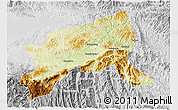 Physical 3D Map of Xixiang, lighten, desaturated