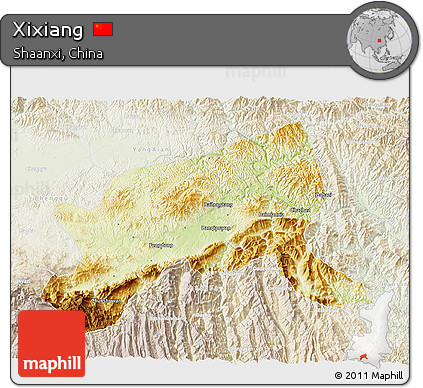 Physical 3D Map of Xixiang, lighten