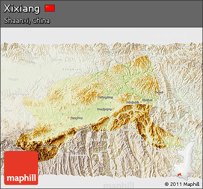 Physical 3D Map of Xixiang, lighten
