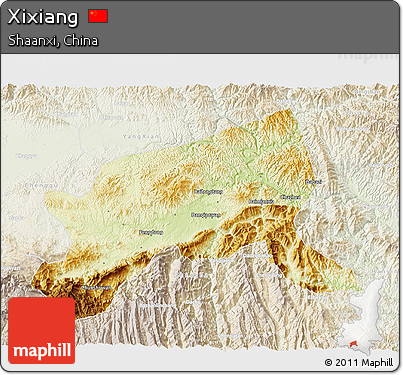 Physical 3D Map of Xixiang, lighten