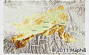Physical 3D Map of Xixiang, lighten, semi-desaturated