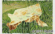 Physical 3D Map of Xixiang, satellite outside