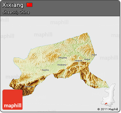 Physical 3D Map of Xixiang, single color outside