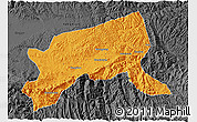 Political 3D Map of Xixiang, darken, desaturated