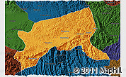 Political 3D Map of Xixiang, darken