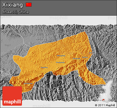 Political 3D Map of Xixiang, desaturated
