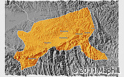 Political 3D Map of Xixiang, desaturated