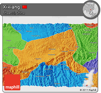 Political 3D Map of Xixiang