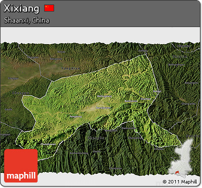 Satellite 3D Map of Xixiang, darken