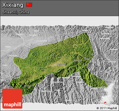 Satellite 3D Map of Xixiang, lighten, desaturated