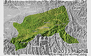 Satellite 3D Map of Xixiang, lighten, desaturated