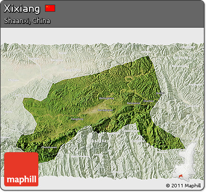 Satellite 3D Map of Xixiang, lighten