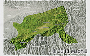 Satellite 3D Map of Xixiang, lighten, semi-desaturated