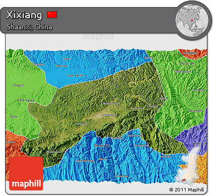 Satellite 3D Map of Xixiang, political outside