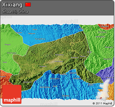 Satellite 3D Map of Xixiang, political outside