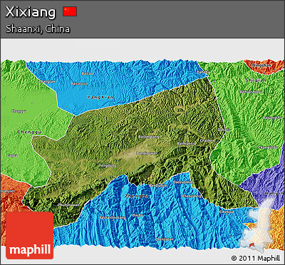 Satellite 3D Map of Xixiang, political outside