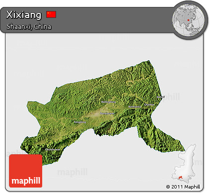Satellite 3D Map of Xixiang, single color outside