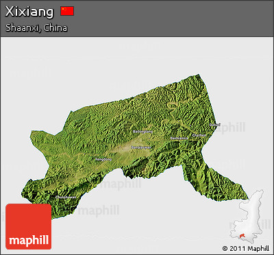 Satellite 3D Map of Xixiang, single color outside