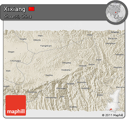 Shaded Relief 3D Map of Xixiang