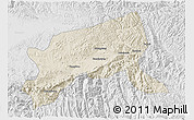 Shaded Relief 3D Map of Xixiang, lighten, desaturated