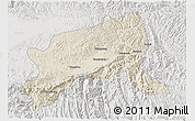 Shaded Relief 3D Map of Xixiang, lighten, semi-desaturated