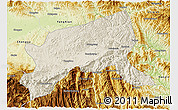 Shaded Relief 3D Map of Xixiang, physical outside