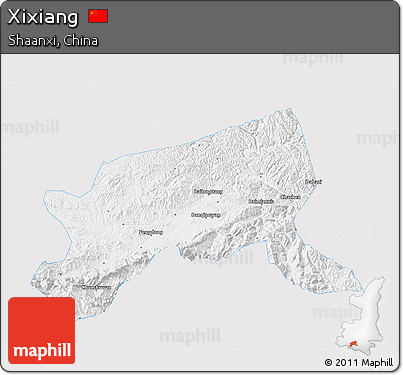 Silver Style 3D Map of Xixiang, single color outside