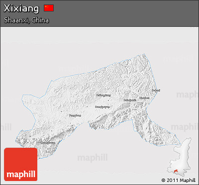 Silver Style 3D Map of Xixiang, single color outside