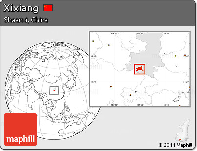 Blank Location Map of Xixiang, highlighted parent region