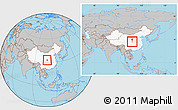 Gray Location Map of Xixiang, highlighted country, within the entire country