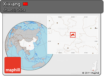 Gray Location Map of Xixiang, highlighted country