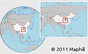 Gray Location Map of Xixiang, highlighted country, highlighted parent region, within the entire country