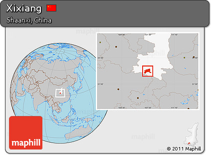 Gray Location Map of Xixiang, highlighted parent region