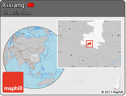 Gray Location Map of Xixiang, highlighted parent region