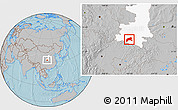 Gray Location Map of Xixiang, highlighted parent region, hill shading